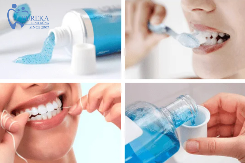 Súc miệng bằng nước muối hoặc nước súc miệng